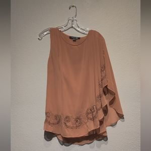 Beaded One Shoulder Drape Tank